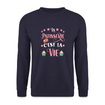 La pâtisserie c'est la vie .cadeau pâtisserie - Sweat-shirt Unisexe - marine - Devant - Alina (178cm) & Michal (187cm)