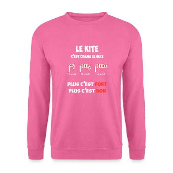 Le kite c'est comme le s***, plus c'est ... - Sweat-shirt Unisexe - rose - Devant