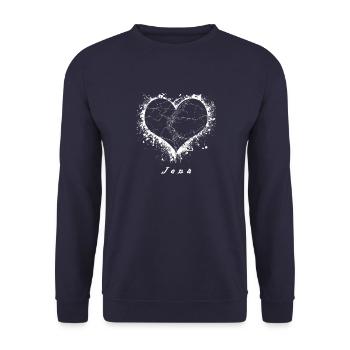 Jena Stadtplan Stadtkarte Herz Design Geschenk - Unisex Pullover - Navy - Vorne - Alina (178cm) & Michal (187cm)