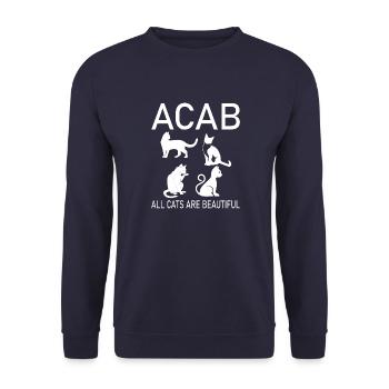 Cat Katze - Unisex Sweatshirt - navy - Front - Alina (178cm) & Michal (187cm)