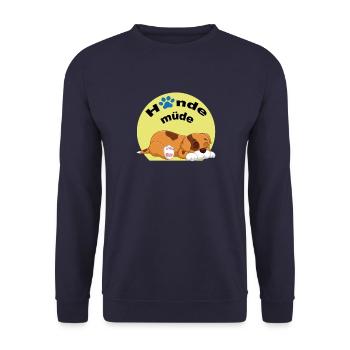 Hunde müde - süßer Comic Hund - Unisex Pullover - Navy - Vorne - Alina (178cm) & Michal (187cm)