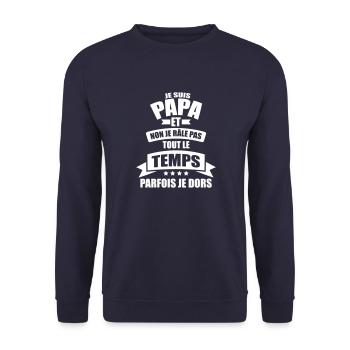 papa non je rale pas tout le temps parfois je dors - Sweat-shirt Unisexe - marine - Devant - Alina (178cm) & Michal (187cm)