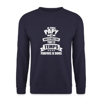 papy non je rale pas tout le temps parfois je dors - Sweat-shirt Unisexe - marine - Devant - Alina (178cm) & Michal (187cm)