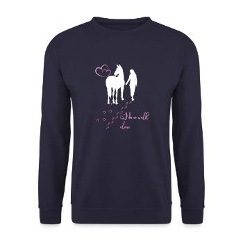 Mädchen, Reiter, Pferde - Never walk alone - Unisex Pullover - Navy - Vorne - Alina (178cm) & Michal (187cm)