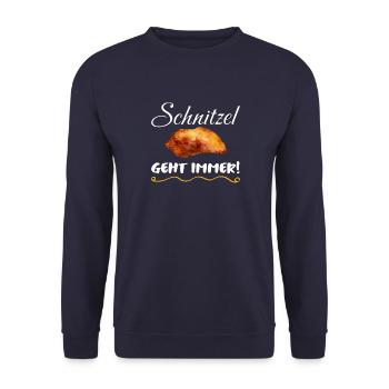 Schnitzel geht IMMER! - Unisex Pullover - Navy - Vorne - Alina (178cm) & Michal (187cm)