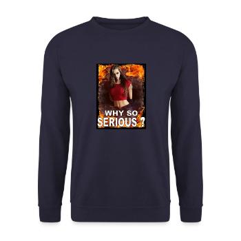 Why so serious? Warum so ernst? - Unisex Pullover - Navy - Vorne - Alina (178cm) & Michal (187cm)