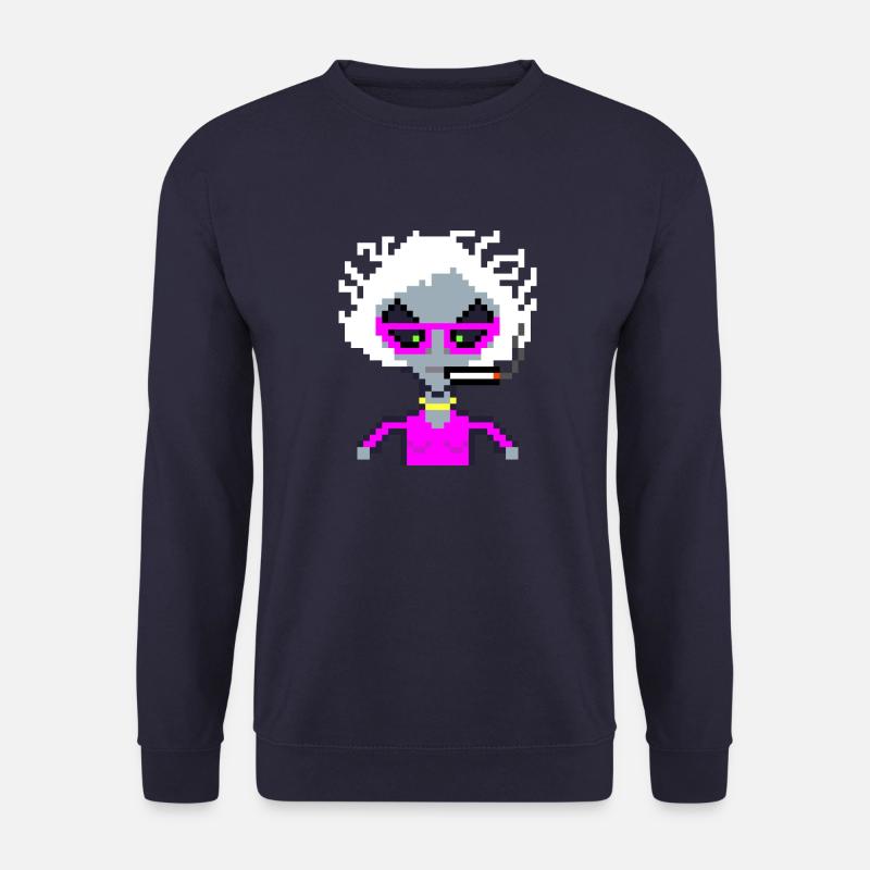 Pixel Alien "White Smoke" - Unisex Pullover - Navy