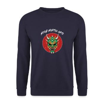 MMA Oni Demon - Käfig Oni Demon Mixed Martial Arts - Unisex Pullover - Navy - Vorne - Alina (178cm) & Michal (187cm)