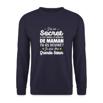 je vais être grande sœur / future grande soeur - Sweat-shirt Unisexe - marine - Devant - Alina (178cm) & Michal (187cm)