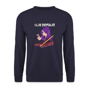 Ich liebe es süße Animes zu zeichnen - Künstler - Unisex Pullover - Navy - Vorne - Alina (178cm) & Michal (187cm)