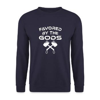 Favorite of the Gods - favored by the gods - Unisex Sweatshirt - navy - Front - Alina (178cm) & Michal (187cm)