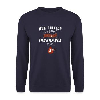 Mon docteur m'a dit que c'était incurable - Apéro - Sweat-shirt Unisexe - marine - Devant - Alina (178cm) & Michal (187cm)
