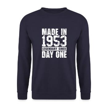 Hergestellt 1953, legendär seit dem ersten Tag - Unisex Pullover - Navy - Vorne - Alina (178cm) & Michal (187cm)