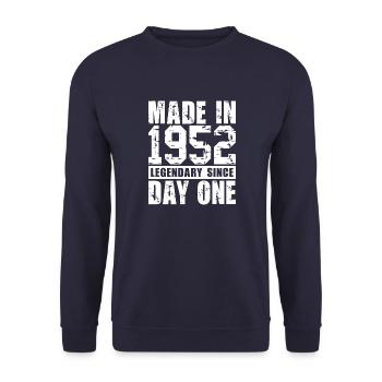 Made in 1952, Legendary Since Day One - Unisex Sweatshirt - navy - Front - Alina (178cm) & Michal (187cm)