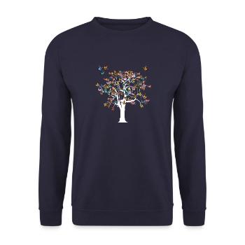 Butterfly Tree Beautiful Design - Butterflies - Unisex Sweatshirt - navy - Front - Alina (178cm) & Michal (187cm)