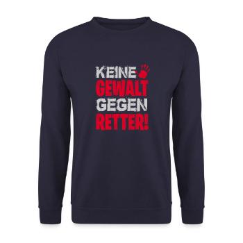 KEINE GEWALT GEGEN RETTER! - Unisex Pullover - Navy - Vorne - Alina (178cm) & Michal (187cm)