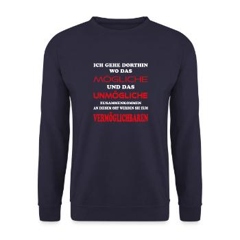 Das Mögliche und Unmögliche wird Vermöglichbar - Unisex Pullover - Navy - Vorne - Alina (178cm) & Michal (187cm)