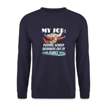 Skydiver - mein Job: Leute aus dem Flugzeug werfen - Unisex Pullover - Navy - Vorne - Alina (178cm) & Michal (187cm)