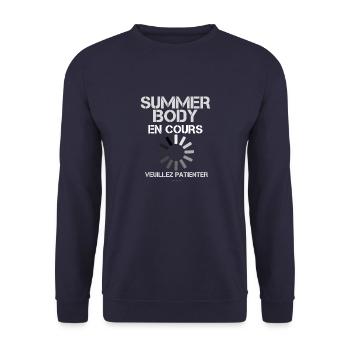 Tee shirt humour musculation - Sweat-shirt Unisexe - marine - Devant - Alina (178cm) & Michal (187cm)