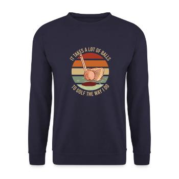 Golfer Golfing Vintage Golf Masters Golfspieler - Unisex Pullover - Navy - Vorne - Alina (178cm) & Michal (187cm)