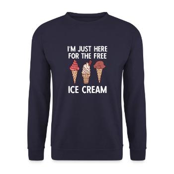 Ich Bin Nur Wegen Des Kostenlosen Eises Hier - Unisex Pullover - Navy - Vorne - Alina (178cm) & Michal (187cm)