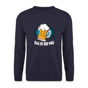 Das ist der Weg - lustiges Party Malle Design - Unisex Pullover - Navy - Vorne - Alina (178cm) & Michal (187cm)