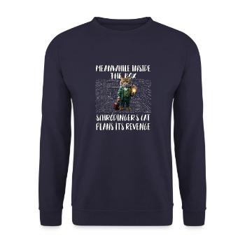 Pendant ce temps, dans la boîte Schroedingers chat plans de vengeance - Sweat-shirt Unisexe - marine - Devant - Alina (178cm) & Michal (187cm)
