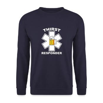 Thirst responder - Bartender or Sani Design - Unisex Sweatshirt - navy - Front - Alina (178cm) & Michal (187cm)