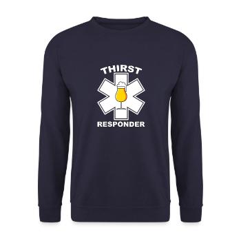 Thirst responder - Bartender or Sani Design - Unisex Sweatshirt - navy - Front - Alina (178cm) & Michal (187cm)