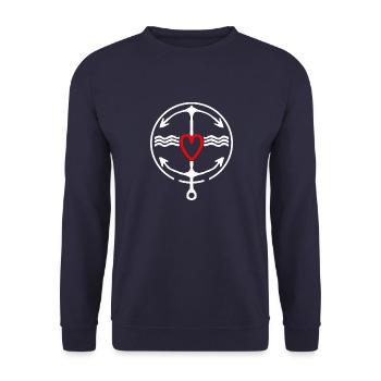 Ahoy Ahoy Anchor Gift Happiness Harmony Love - Unisex Sweatshirt - navy - Front - Alina (178cm) & Michal (187cm)