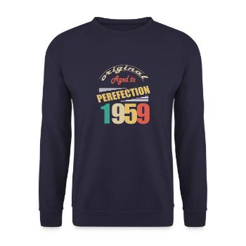 J’ai 65 ans | Je suis né en 1959 - birth - Sweat-shirt Unisexe - marine - Devant - Alina (178cm) & Michal (187cm)