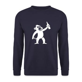Affe Bier Lustig Junggesellenabschied - Unisex Pullover - Navy - Vorne - Alina (178cm) & Michal (187cm)