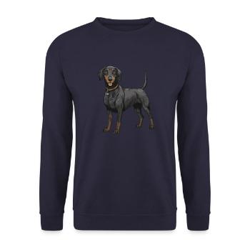 Dachshund Dackel - Unisex Pullover - Navy - Vorne - Alina (178cm) & Michal (187cm)