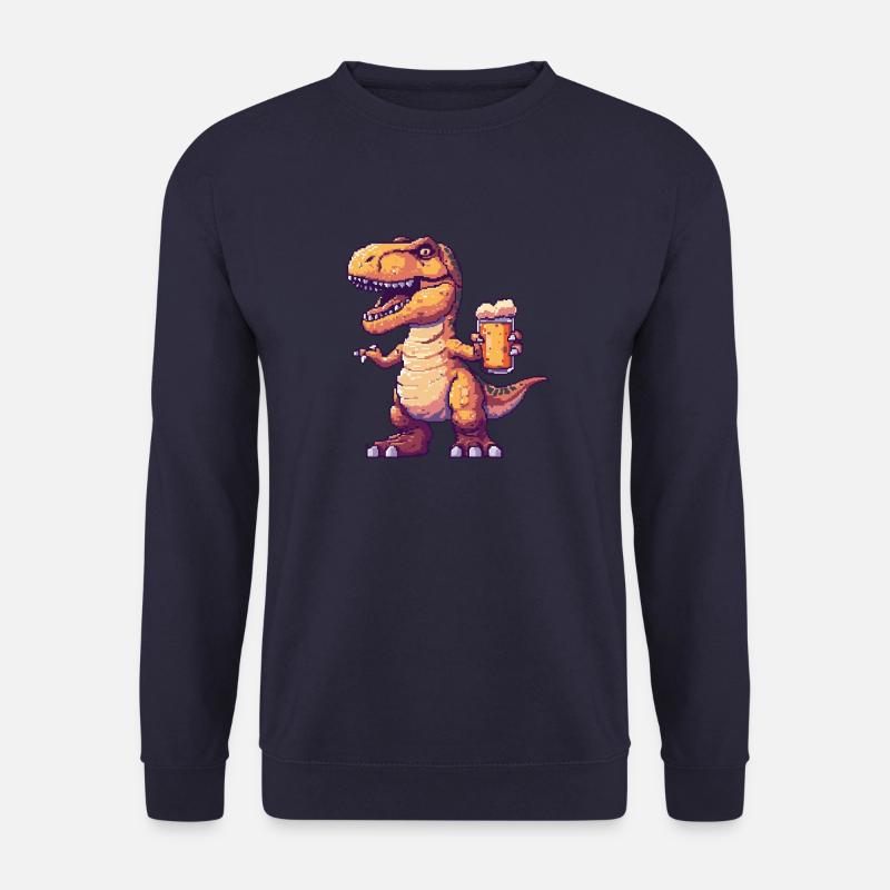 Dinosaurier T-Rex Bier Pixel - Unisex Pullover - Navy