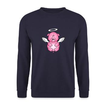 Geflügeltes Schwein - Unisex Pullover - Navy - Vorne - Alina (178cm) & Michal (187cm)