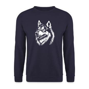 Husky - Hunde Fan - Unisex Pullover - Navy - Vorne - Alina (178cm) & Michal (187cm)