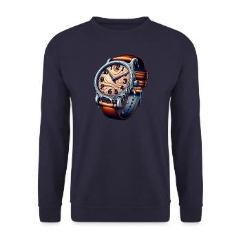 Horloge qui coule – Le temps passe - Sweat-shirt Unisexe - marine - Devant - Alina (178cm) & Michal (187cm)