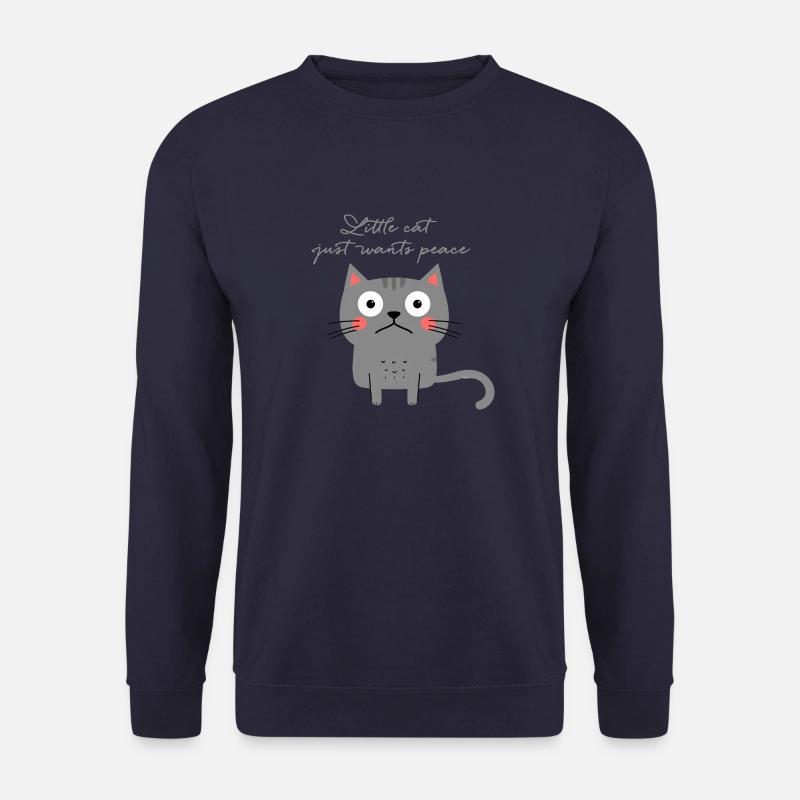 katze,traurig,überfordert,friede,illustration - Unisex Pullover - Navy