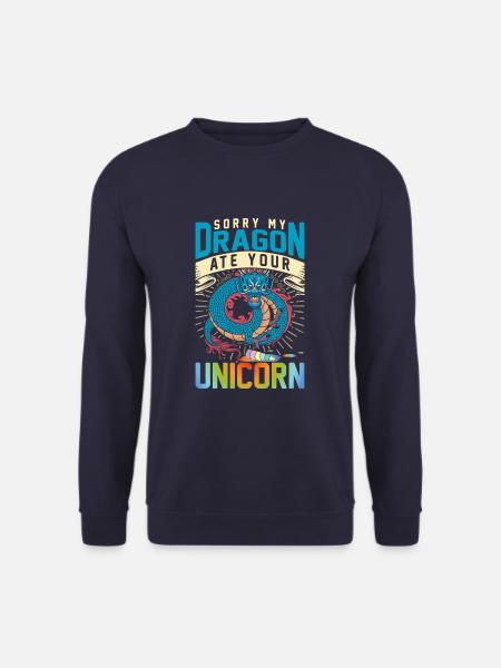Sorry My Dragon Ate Your Unicorn Funny Fantasy - Unisex Pullover - Navy