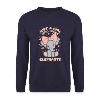 Juste une fille qui aime les éléphants Drôle d’amoureux des animaux - Sweat-shirt Unisexe - marine - Devant - Alina (178cm) & Michal (187cm)