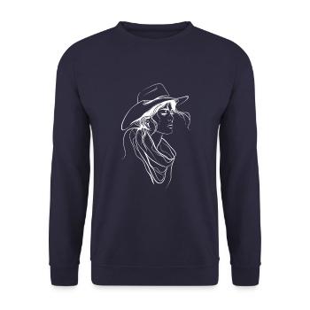 Kuhmädchen, Cowboy, Reiter, Landliebhaber - Unisex Pullover - Navy - Vorne - Alina (178cm) & Michal (187cm)