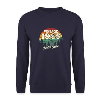Vintage 1965 Retro 1965 geboren Geburtstag - Unisex Pullover - Navy - Vorne - Alina (178cm) & Michal (187cm)