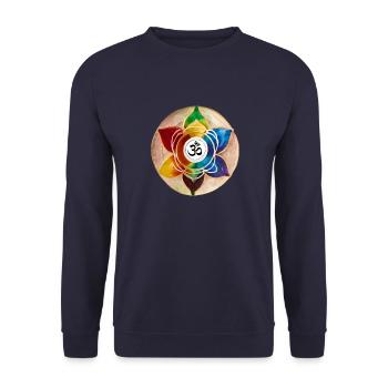 Yoga Chakra Om, Gift for Friends - Unisex Sweatshirt - navy - Front - Alina (178cm) & Michal (187cm)