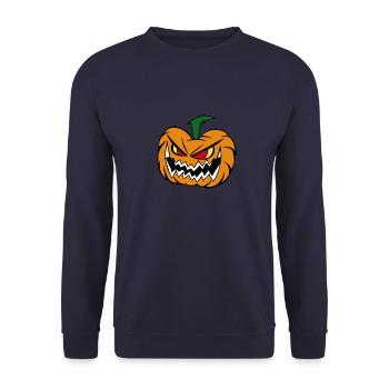 Special scary pumpkin, der gruselige - Unisex Pullover - Navy - Vorne - Alina (178cm) & Michal (187cm)