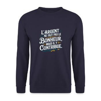 L'argent ne fait pas le bonheur - Sweat-shirt Unisexe - marine - Devant - Alina (178cm) & Michal (187cm)