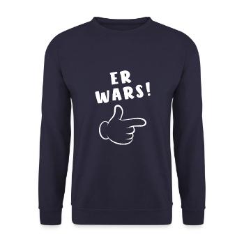 Er wars - Comic Finger - Spruch - Unisex Pullover - Navy - Vorne - Alina (178cm) & Michal (187cm)