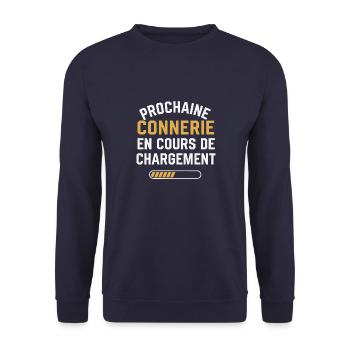 Prochaine connerie en cours de chargement - Sweat-shirt Unisexe - marine - Devant - Alina (178cm) & Michal (187cm)