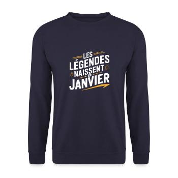 Les légendes naissent en janvier - Sweat-shirt Unisexe - marine - Devant - Alina (178cm) & Michal (187cm)