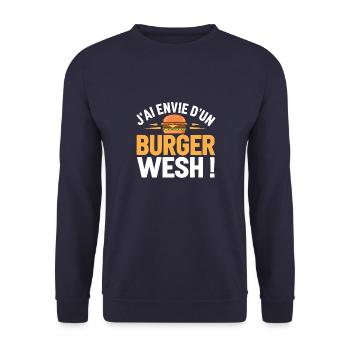 J'ai envie d'un burger wesh! - Sweat-shirt Unisexe - marine - Devant - Alina (178cm) & Michal (187cm)
