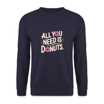 All you need is donuts - Sweat-shirt Unisexe - marine - Devant - Alina (178cm) & Michal (187cm)